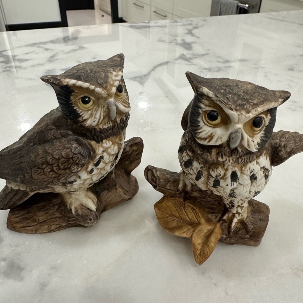 Set of 2 Vintage Homco Owls ceramic figurines
